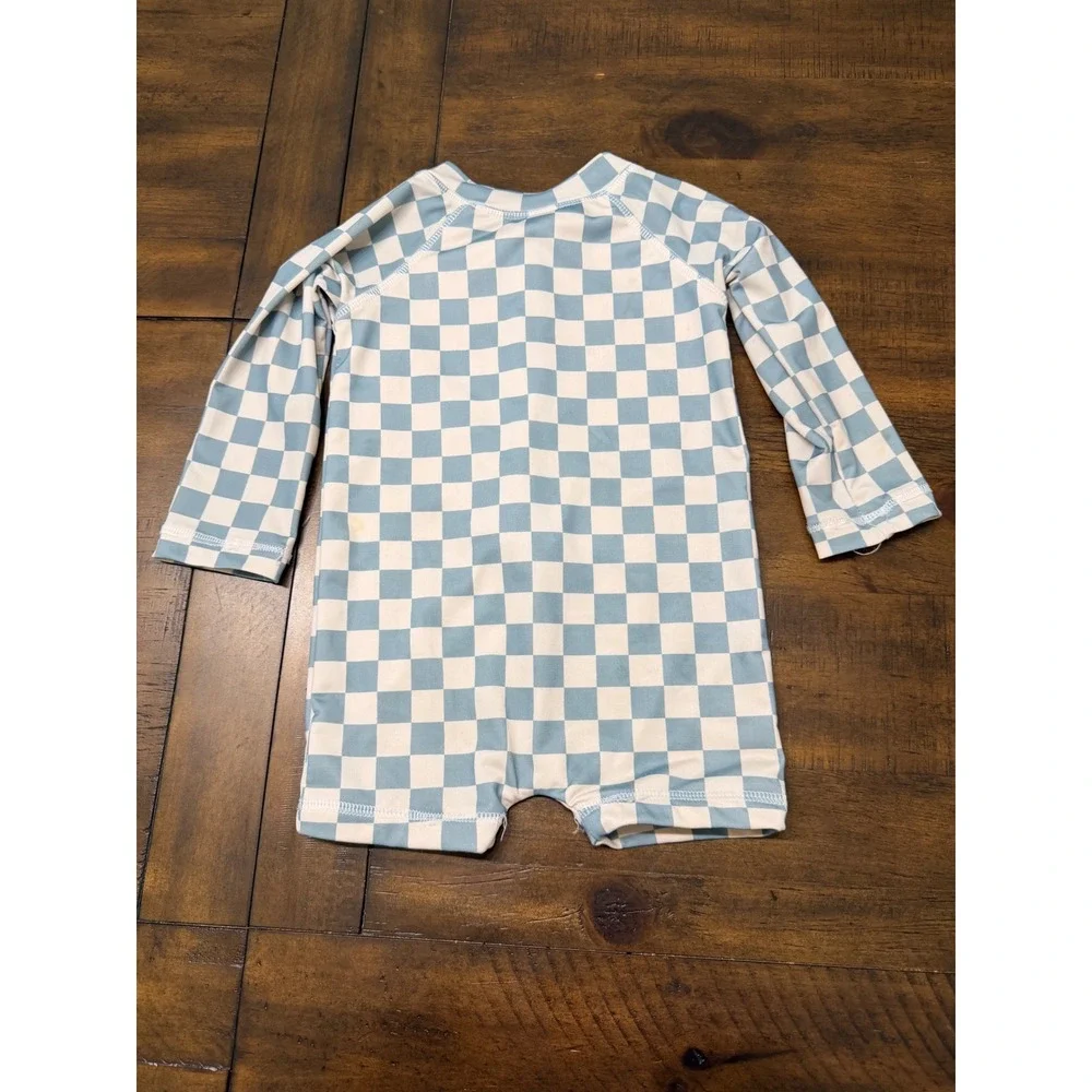 SIIX Collection Kids Checkered Swimsuit Lot 18-24M Blue Green UPF 50+ Rash Guard